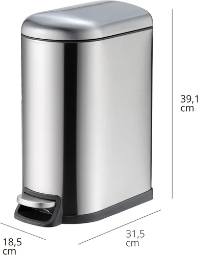 Vista 4 de Amazon Basics Bote de basura pequeño en forma de D con tapa y pedal de cierre suave para baño, dormitorio, sala de estar, oficina, resistente a