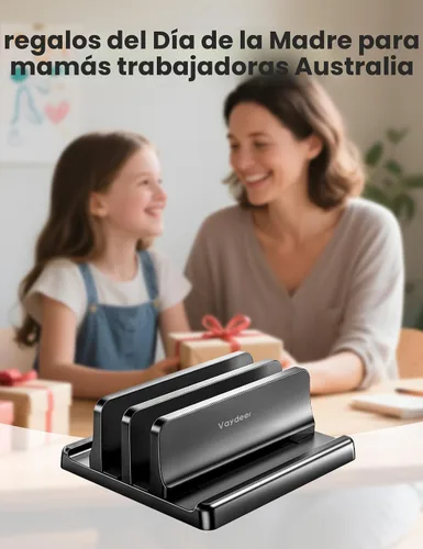 Vista 2 de Vaydeer Soporte vertical para computadora de escritorio, soporte de plástico de doble ranura para laptop con diseño 4 en 1 que ahorra espacio Negro