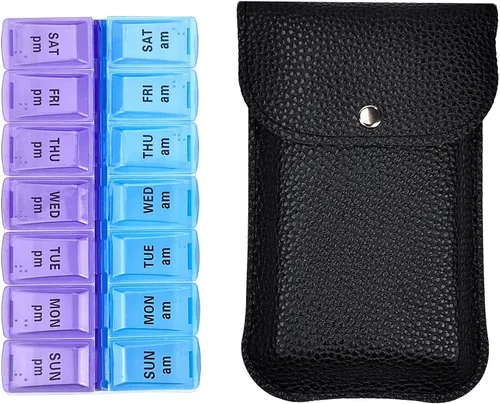Vista 9 de VOFOON Organizador de Pastillas Pequeño 3 Veces al Día Diario Paquete de 2, Pastillero de Viaje para Bolso, Estuche Portátil de Medicina y Vitaminas
