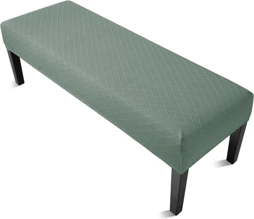Vista 16 de YISUN Fundas de banco de jacquard para comedor, funda elástica lavable y extraíble para banco, protector de asiento rectangular para bancos de Beige