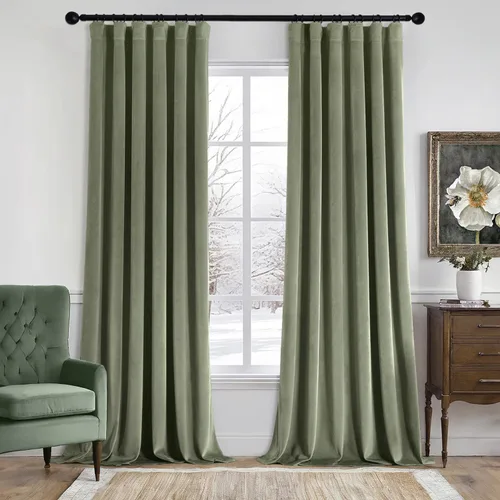 Vista 49 de MIULEE Cortinas de terciopelo de 84 pulgadas de largo, juego de 2 paneles para dormitorio, con pestaña trasera plisada, de lujo, aislamiento