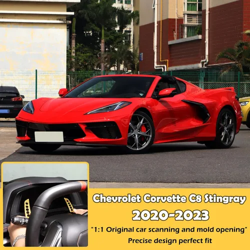 Vista 6 de CHEAYAR Adhesivo de fibra de carbono para tablero de instrumentos compatible con Chevrolet Corvette C8 Stingray 2020-2023, calcomanía para panel