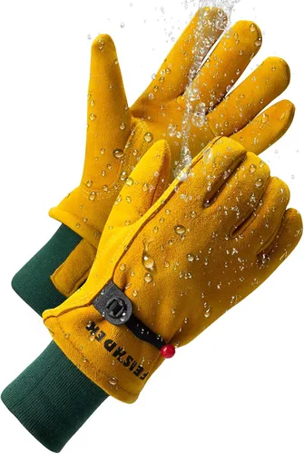 Vista 10 de Guantes de trabajo de jardinería de cuero para niños, guantes de seguridad, diseño reflectante transpirable, para niños para jardinería y exteriores