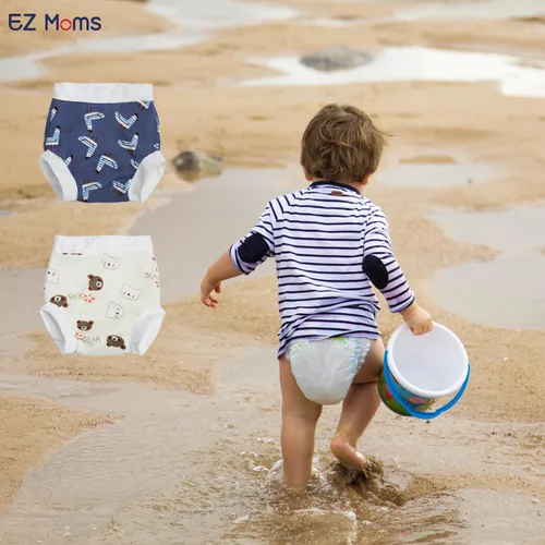Vista 7 de EZ Moms Paquete de 2 pañales de natación para bebé, reutilizables, suaves y sedosos, lavables, pañales de natación para niños de 6 meses, pañales