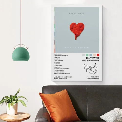Vista 4 de BIARA Kanye - Póster de West 808s y la portada del álbum de los años 808, pósteres para habitación, estética, lienzo, arte de pared, decoración