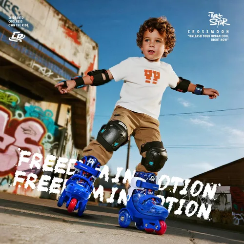 Vista 2 de Patines para niños pequeños con diseño de dinosaurio genial, zapatos de patinaje de entrenamiento para niños con triple protección de seguridad, 4