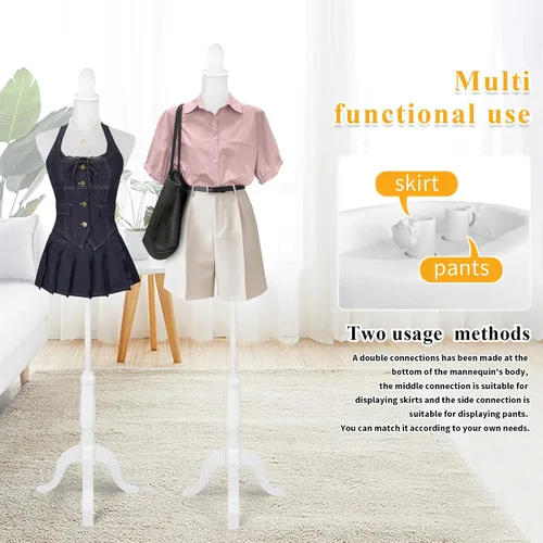 Vista 2 de HOMBOUR maniquí femenino con forma de torso y cuerpo para vestido con soporte de trípode ajustable, maniquí para coser con forma de torso y vestido