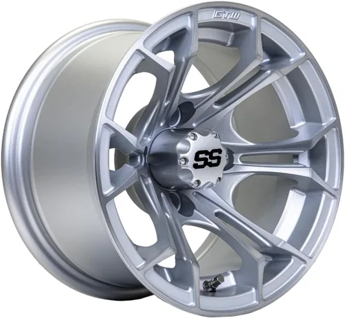 Vista 25 de GTW Spyder - Rueda de aluminio para carrito de golf de 12 pulgadas 12x7 4-4 pernos desplazamiento de 3:4 (azul/negro)