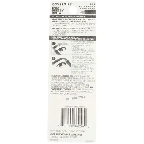 Vista 2 de CoverGirl Easy Breezy Brow, Fill+Define Lápices [505] Marrón intenso 2 unidades (paquete de 3)