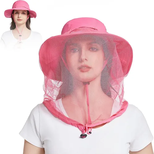 Vista 8 de Mosquito Head Net Hat - Bug Cap UPF 50+ Sun Protection with Hidden Netting for Beekeeping Hiking Women