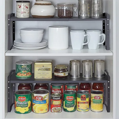 Vista 4 de Jojocross Estante expandible para organizador de gabinete, estante de especias apilable ajustable en la cocina y el baño, para mostrador, despensa