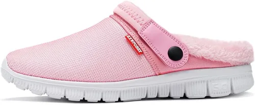 Vista 2 de ZXWFOBEY Sandalias de jardín para hombre y mujer, sandalias de malla con forro de piel, sandalias cálidas de verano e invierno