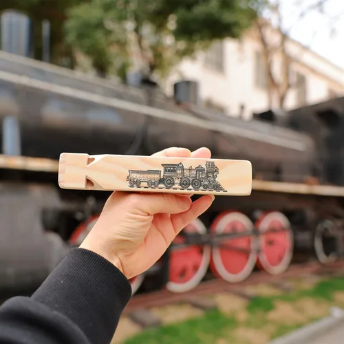 Vista 5 de 8 piezas de juguete musical de silbato de tren de madera para niños (4 tonos)