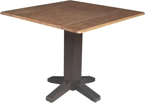 Vista 13 de IC INTERNATIONAL CONCEPTS Mesa de comedor cuadrada de madera maciza de 36 pulgadas con doble hoja, multicolor Nogal/Concha
