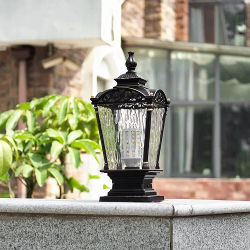 Vista 3 de Luces de poste al aire libre, faroles de columna simples impermeables modernos para exteriores, farol de pilar, villa, puerta, farol de poste