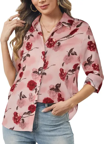 Vista 44 de Camisas de manga larga con botones para mujer, básicas, clásicas, suaves, con cuello a la moda, elegantes y casuales