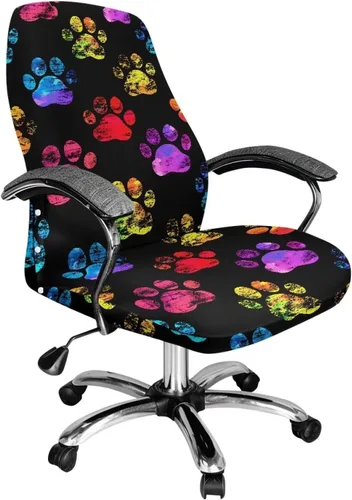 Vista 30 de Xoenoiee Bee Floral Print Office Chair Covers, Stretch Computer Boss Chair Cover with Button High Back Chair Slipcover Anti-Dust Rotating Chair