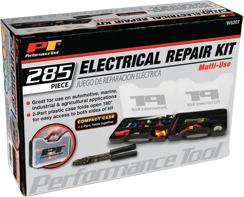 Vista 8 de Performance Tool W5207 Kit de reparación eléctrica multiusos de 285 piezas, color negro