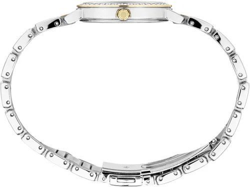 Vista 2 de SEIKO Reloj bisel de cristal de dos tonos para mujer con esfera estampada con purpurina plateado Cronógrafo