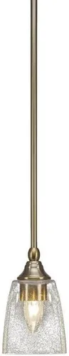 Vista 180 de Toltec Lighting Tallo Colgado Mini colgante, acabado de cobre negro, 3.5" cuadrado humo burbuja vidrio