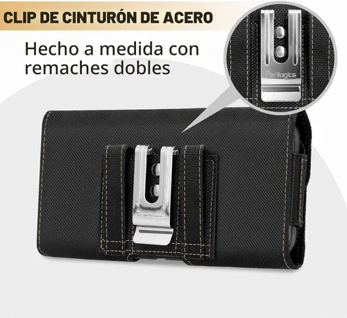 Vista 8 de Perilogics Funda magnética de nailon para teléfono con clip para cinturón Negro