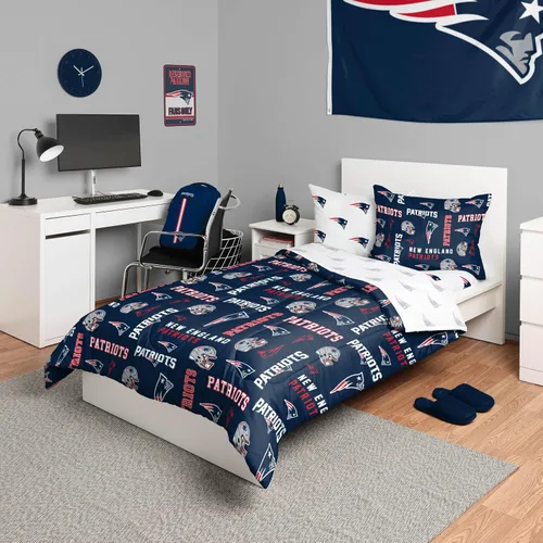 Vista 27 de FOCO Juego de ropa de cama unisex para adultos con logotipo del equipo de la NFL, sábanas y fundas de almohada, juego de ropa de cama de 5 piezas