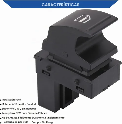Vista 6 de Obaee Interruptor de control de ventana eléctrica para puerta, botón lateral del pasajero, compatible con VW Volkswagen Golf Caddy Rabbit EOS Jetta