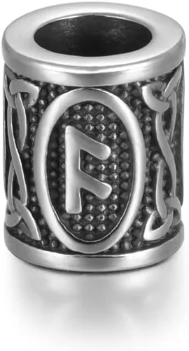 Vista 21 de 5 cuentas vikingas de acero inoxidable, cuentas espaciadoras de metal, cuentas espaciadoras de agujero grande, cuentas de tubo de plata antigua