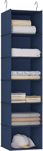 Vista 20 de Organizador colgante para armario y almacenamiento con 3 estantes, estantes colgantes plegables de montaje fácil para guardar ropa, bolsos, zapatos