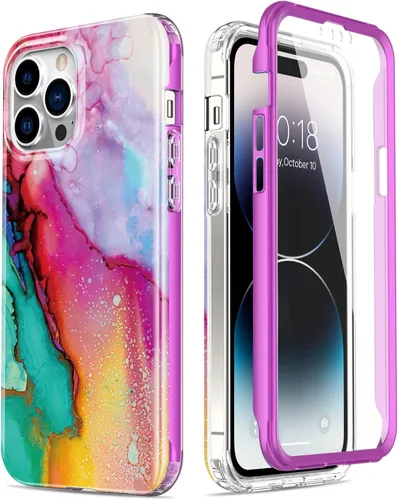 Vista 18 de Esdot Funda para iPhone 14 con Protector de Pantalla Integrado, Funda Resistente de Grado Militar con Diseños de Moda para Mujeres y Niñas, Funda