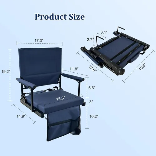 Vista 3 de moonysweet Asientos de estadio para gradas con soporte de espalda y cojín, soporte de espalda ajustable, con soporte para tazas, correa de hombro