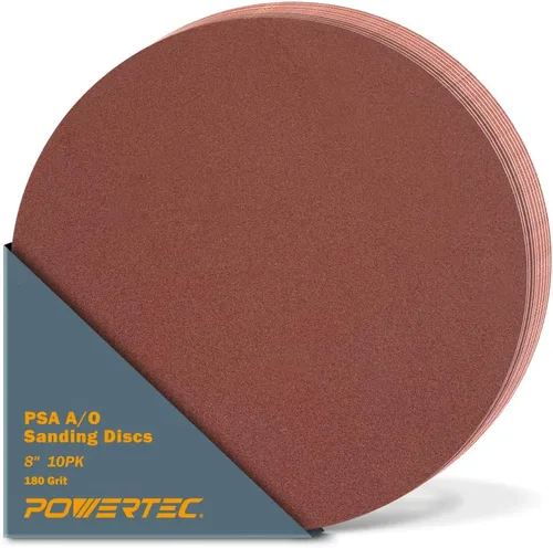 Vista 12 de POWERTEC 10 discos de lijado PSA de grano 60 de 8 pulgadas, papel de lija autoadhesivo de 8 pulgadas, para paneles de yeso, carpintería, pintura