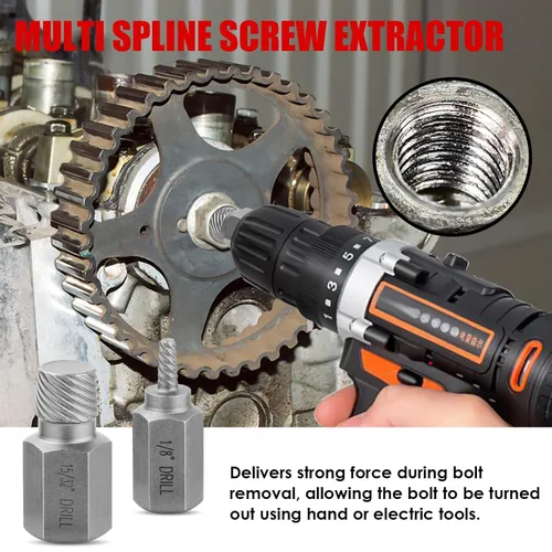 Vista 5 de Juego de 35 piezas de extractor de tornillos, broca de mano izquierda inversa de Cr-Mo 37# y 6542#, kit de extracción de tornillo Allen de múltiples