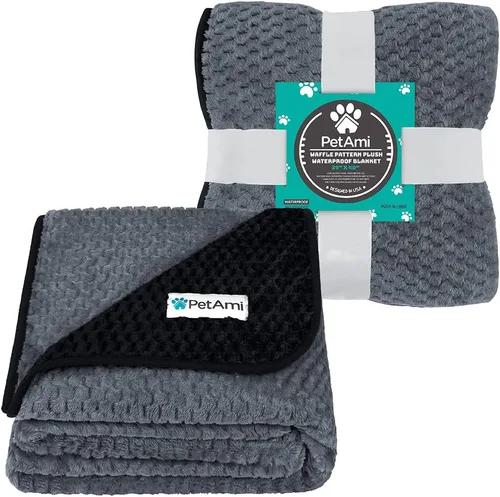 Vista 2 de PetAmi Manta impermeable para perro, manta a prueba de fugas para perros pequeños y medianos, protector de sofá y muebles, manta de forro polar