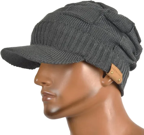 Vista 3 de Gorro de punto para hombre con visera Skullcap Cadet Newsboy Cap Ski Winter Hat