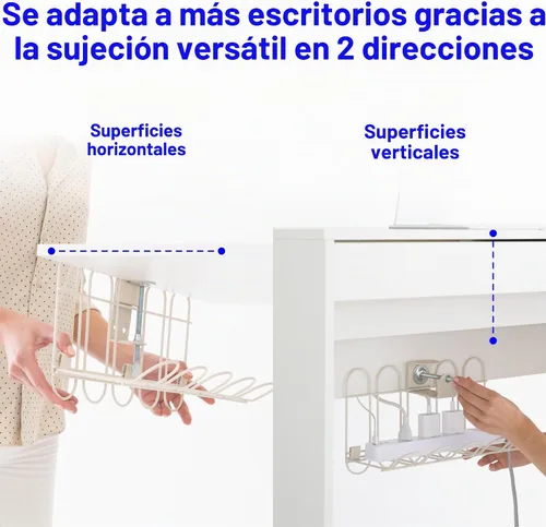 Vista 5 de CarryUp - Bandeja para cables debajo del escritorio para dormitorio, color Crema