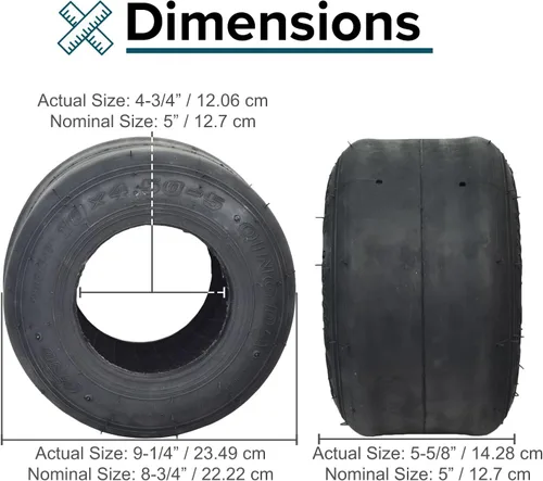 Vista 7 de Neumático Slick sin cámara 10x4.50-5 para triciclos de deriva y karts (Qind)