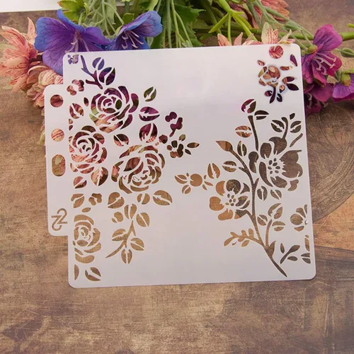 Vista 15 de Plantillas de pintura de plástico PET con diseño hueco de copo de nieve, perfectas para diseño textil, decoración de pared, ventana, papel, álbumes