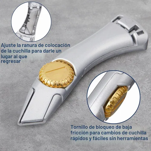 Vista 3 de 2 Piezas Cuchillo para Alfombra de Servicio Pesado Cuchillo de Vinilo para Paneles de Yeso de Techado con Cuchillas Utilitarias Fijas de Repuesto