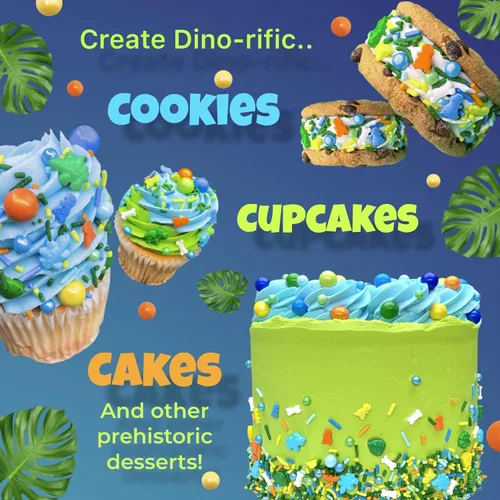 Vista 6 de Gránulos de dinosaurio 8 onzas Gránulos para pasteles de chocolate, sabor dulce Jimmies Manvscakes sin nueces (multicolor)