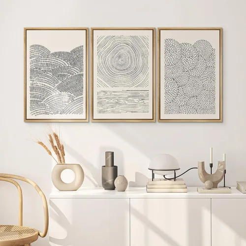 Vista 40 de SIGNWIN Lienzo enmarcado para pared, juego de arte neutro de bosque brumoso, ilustraciones en tono tierra, arte moderno, decorativo, bohemio