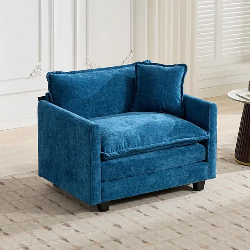 Vista 182 de Sofá seccional modular verde de 111.5", sofás seccionales grandes de 3 plazas para sala de estar, sofá nube oversized de tela chenille con otomana