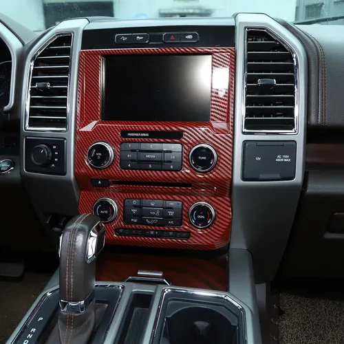 Vista 10 de Voodonala - Funda para panel de control del volumen de navegación de la consola central para Ford F150 2015-2020, grano de madera negro