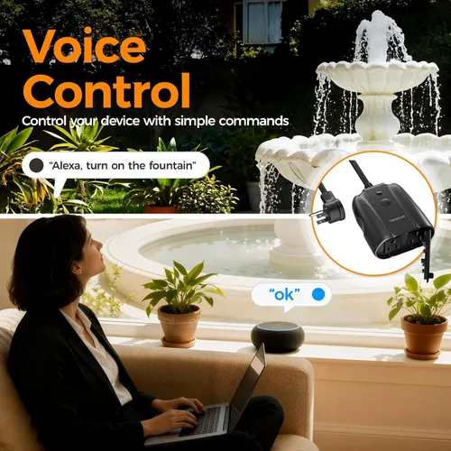 Vista 3 de Enchufe Inteligente para Exteriores Impermeable, TESSAN Enchufe WiFi Inteligente Compatible con Alexa, Google Assistant, Regleta de Alimentación