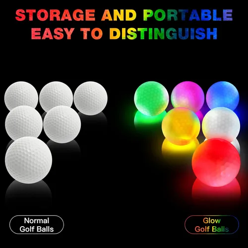 Vista 2 de Pelotas de golf que brillan en la oscuridad, pelota de golf LED de larga distancia que brilla por la noche, juegos deportivos de golf para hombres