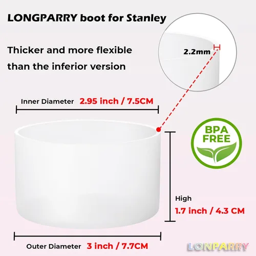 Vista 3 de Paquete de 2 botas de silicona para Stanley Cup de 30 oz y 40 onzas, protector inferior antideslizante y reductor de ruido, cubierta base de vaso