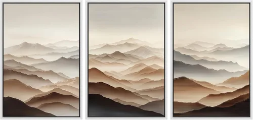 Vista 111 de MUDECOR Lienzo enmarcado para pared, juego de arte de acuarela pastel, bosque de pinos, naturaleza silvestre, ilustraciones modernas, decorativas
