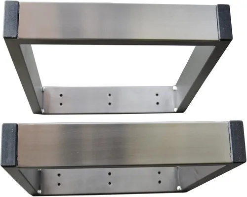 Vista 5 de Juego de 2 patas rectangulares de acero inoxidable de 16 pulgadas, patas de mesa de centro de metal resistente, patas de mesa de café, patas de mesa