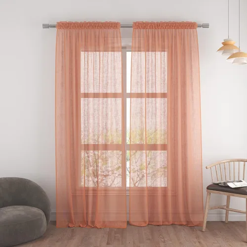 Vista 128 de UPOPO Paneles de Cortina Beige Pequeños Cortinas Transparentes de Gasa de 16 Pulgadas de Largo Cortinas de Cocina de Voile con Textura de Lino