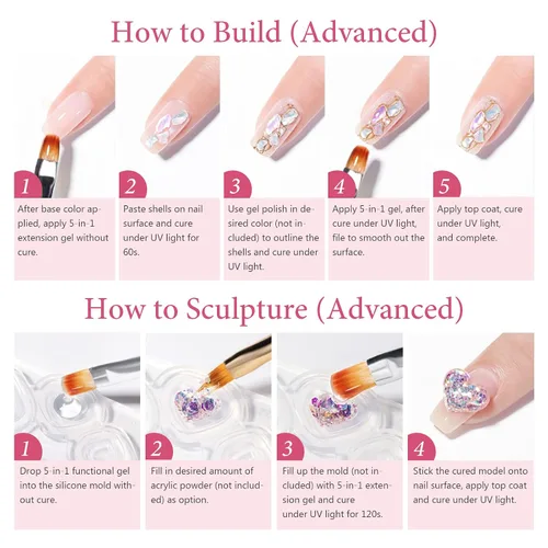 Vista 6 de X&D Kit de uñas de poligel natural transparente Poly Gel Kit de secado rápido extensión de uñas de equilibrio constructor de uñas gel 08